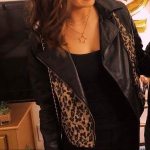 Thrifted leopard leather jacket